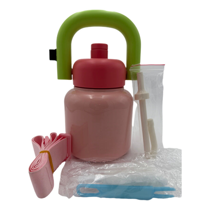 Vaso Termo Metal Acero Inoxidable 1000ml Capacidad Popote B