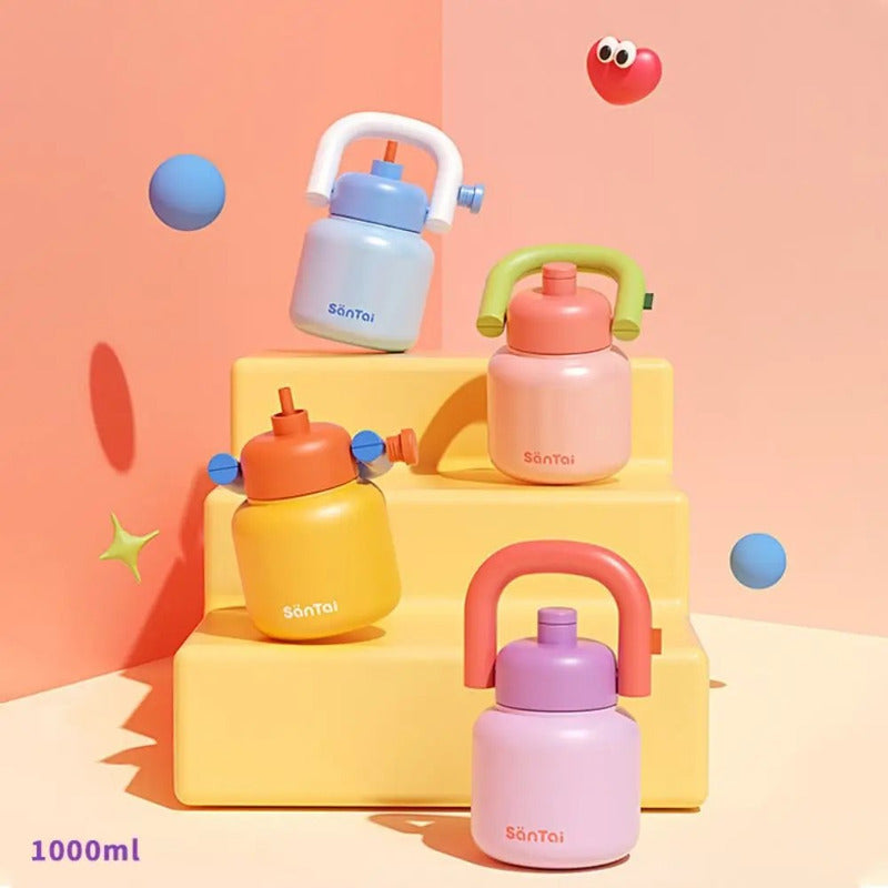 Vaso Termo Metal Acero Inoxidable 1000ml Capacidad Popote B