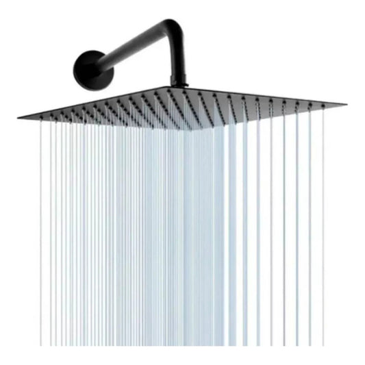 Regadera Cuadrada Negro Mate 12 (30x30cms) C/brazo negro45cm Negro
