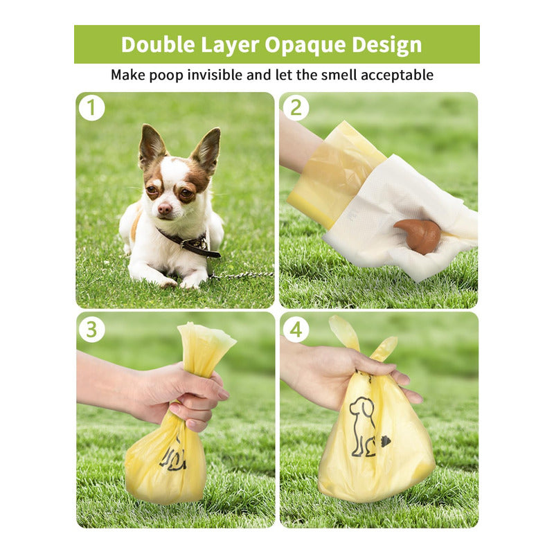 50 Pzas Bolsa Caca Mascotas Para Popo Perro Limpieza Gluteos Amarillo