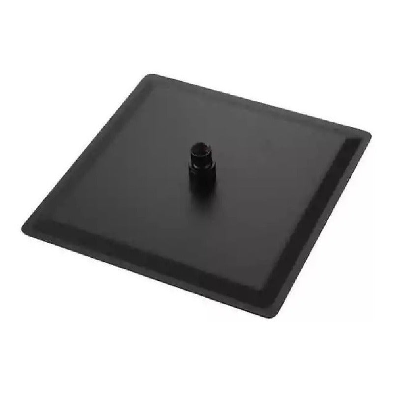 Regadera Cuadrada Para Techo 30x30cm En Negro Y Brazo 20cm Negro Mate