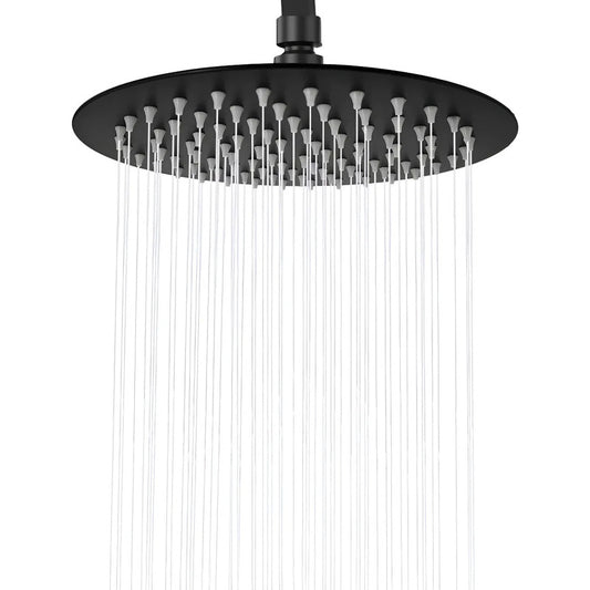 Regadera Redonda Para Techo 20x20cm En Negro Y Brazo 40cm Negro Mate