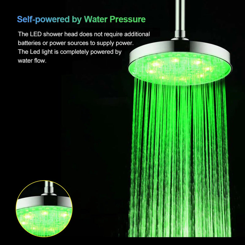Regadera Luz Led Tipo Lluvia Cromado Redonda 20cm Diametro