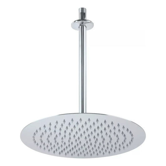 Regadera Redonda 12 Acero Inoxidable 30cm + Brazo Techo 30cm Plateado Cromado