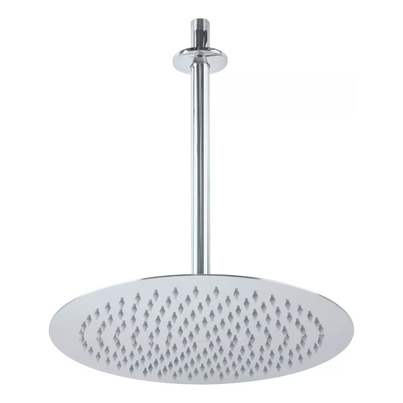 Regadera Redonda 8 Acero Inoxidable 20cm + Brazo Techo 30cm Plateado Cromado