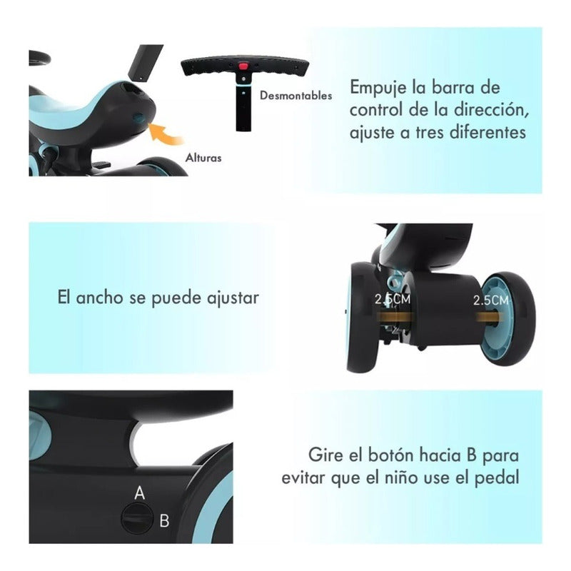 Triciclo Niños De Bicicleta,pedales Desmontable/barra Empuje