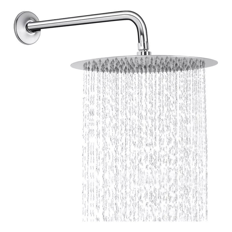 Regadera Redonda 12 Acero Inoxidable 30cm + Brazo Pared 30cm Plateado Cromado