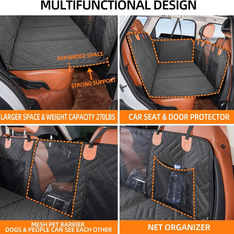 Protector Asiento Auto Perro Base Rígida Tipo Cama Con Bolsa