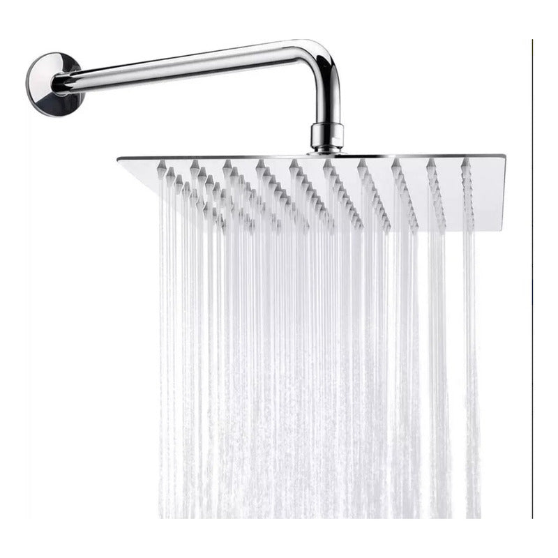 Regadera Cuadrada 8 Acero Inoxidable 20cmx20cm + Brazo 53cm Plateado Cromado