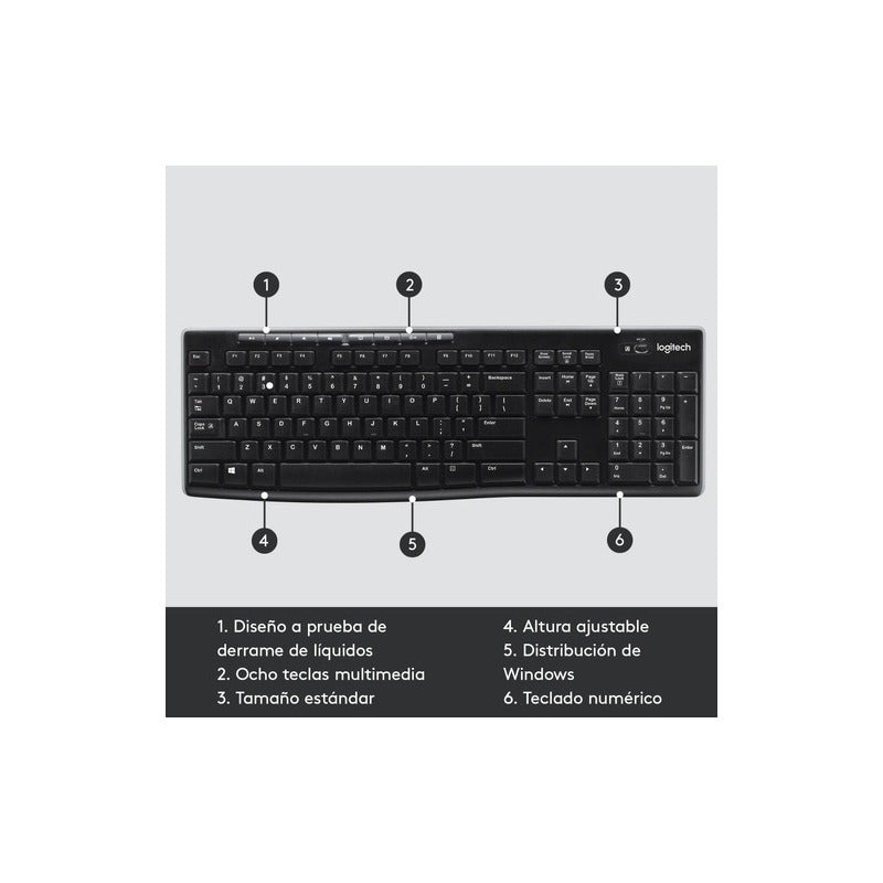 Logitech  Keyboard K270 Spanish, Black