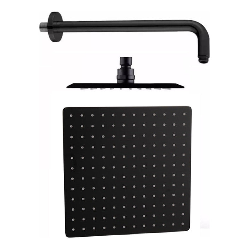 Regadera Cuadrada Negro Mate 12 (30x30cms) C/brazo negro45cm Negro