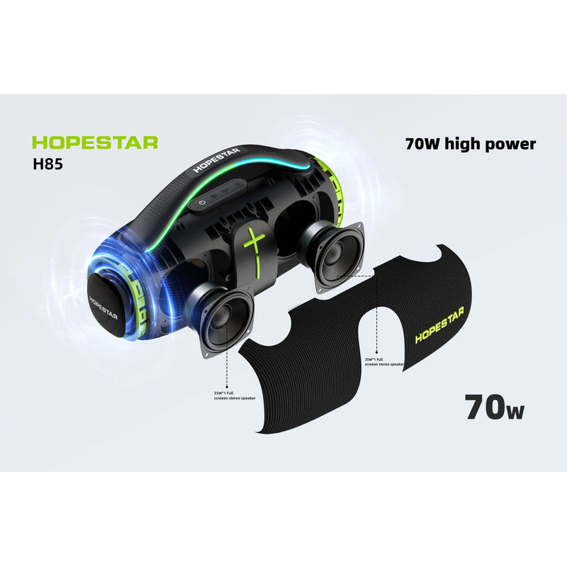 Bocina Portátil Bluetooth Hopestar H85 Con Ipx6 70w Negro