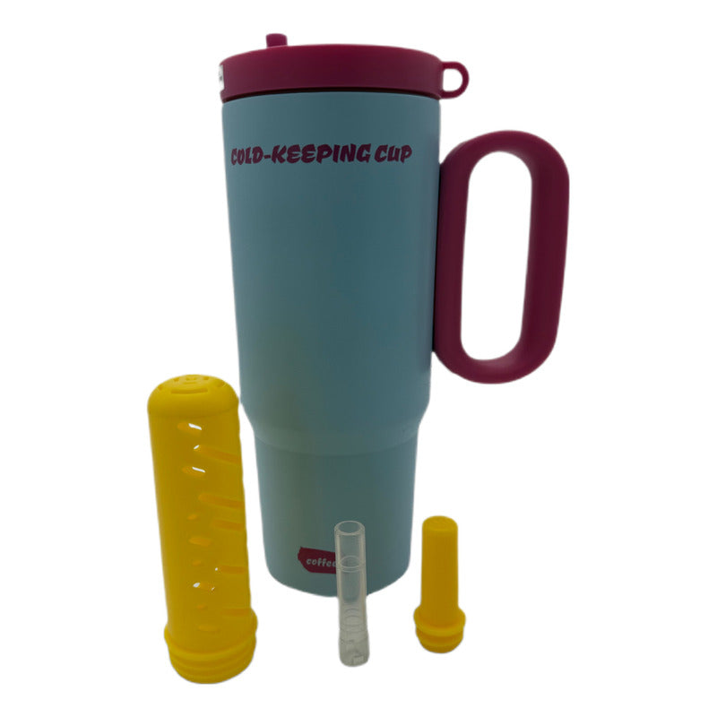 Vaso Termo Metal Acero Inoxidable 750ml Capacidad Popote