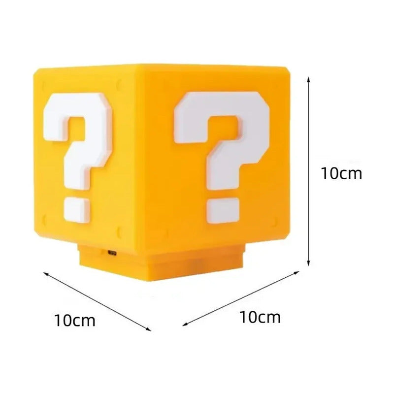Lámpara Cubo Mario Sonido Led Recargable Usb Luz De Noche Amarillo