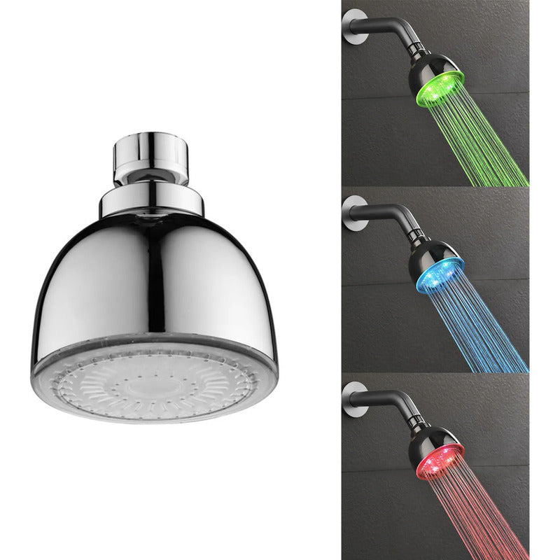 Regadera Led 3 Colores Temperatura Antisarro Abs Cromado A4