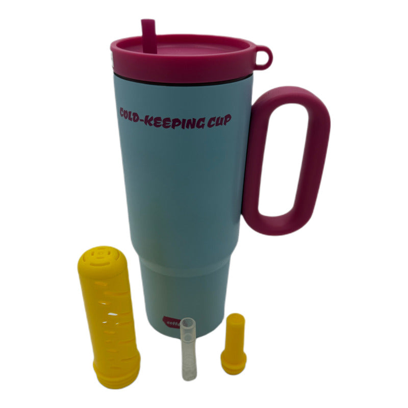 Vaso Termo Metal Acero Inoxidable 750ml Capacidad Popote