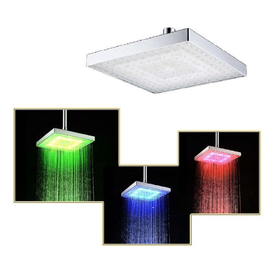 Regadera Cuadra Led 20x20 Tipo Lluvia Cromada