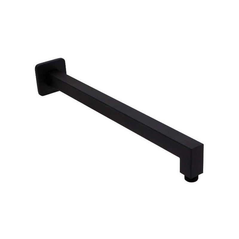 Brazo Chapeton Regadera Lluvia Pared Negro Mate 40 Cm Negro