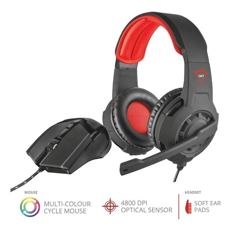 Trust Kit De Audífonos Gamer Gxt 784 Incluye Mouse