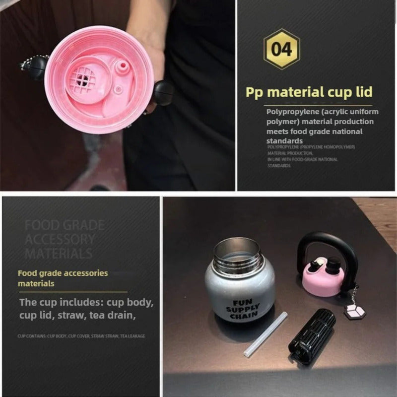 Vaso Termo Metal Acero Inoxidable 650ml Capacidad Popote