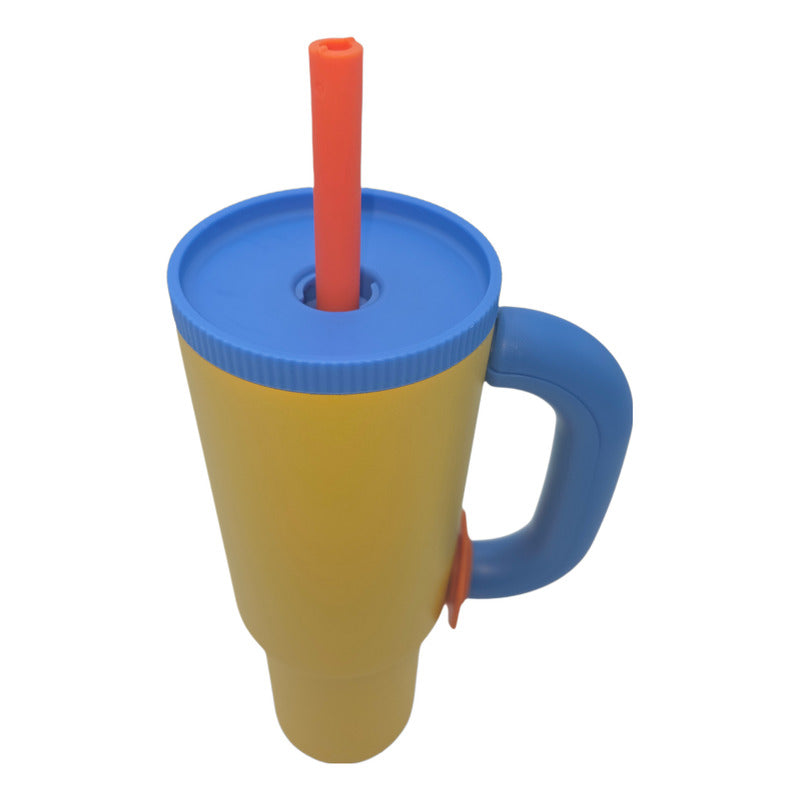 Vaso Termo Metal Acero Inoxidable 1000ml Capacidad Popote